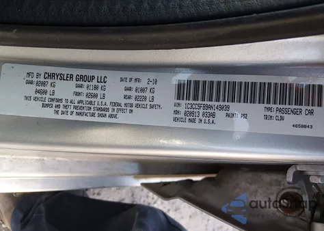 2010 Chrysler Sebring Limited z USA, uszkodzony, nr VIN 1C3CC5FB9AN149039